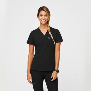 FIGS Black Slim Catarina™ - One-Pocket Scrub Top